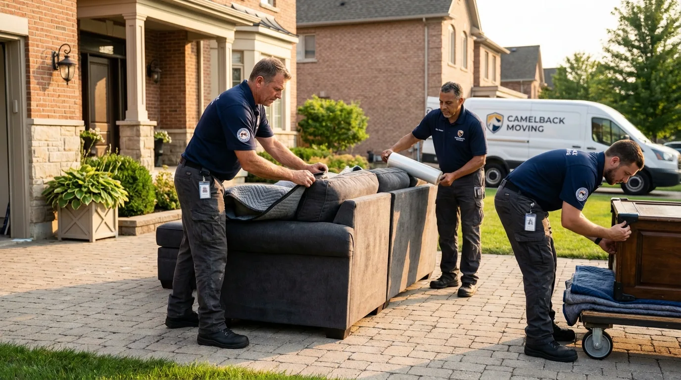 Large estate moving crew wrapping furniture in Monticello, MN